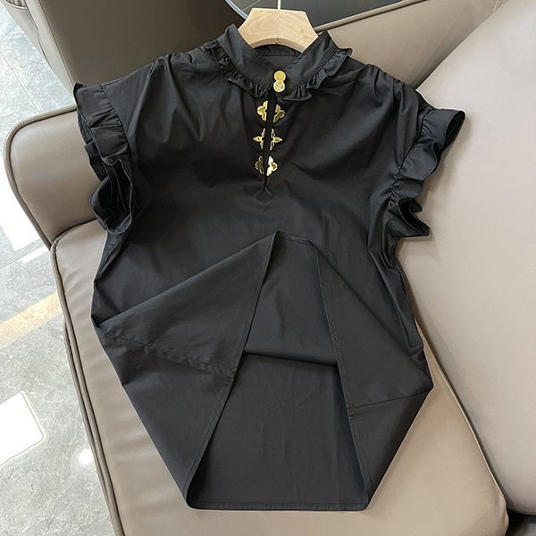 入手困難ルイヴィトン フリルブラウス ラッフル トップス 半袖 コピー 1A5M05激安送料無料