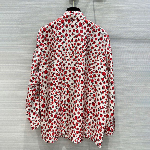 大人気!LV × YK 草間彌生 コラボ ドット シャツ 偽物 白 レッド トップス 1AB7XX通販
