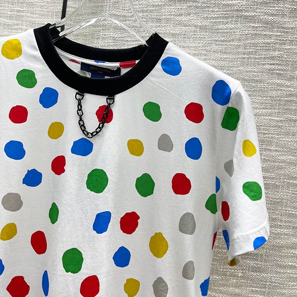 ◆草間彌生【ルイヴィトン コピー】LV × YK ペインティッド ドット Tシャツ 1AB90E通販