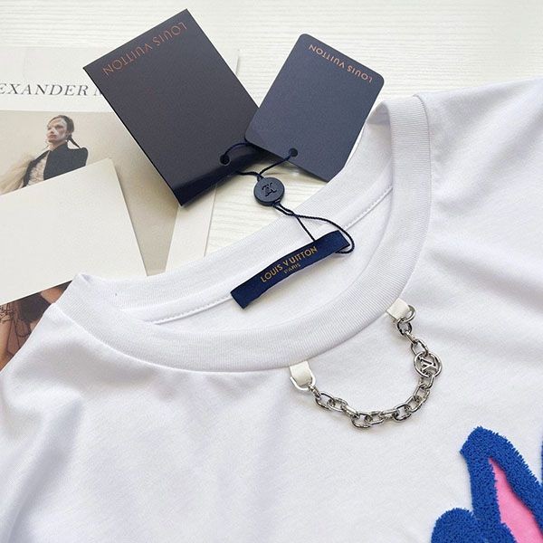ルイヴィトンコラボ Tシャツ 偽物 トップス 白 半袖 フェイス 1AB869N級品