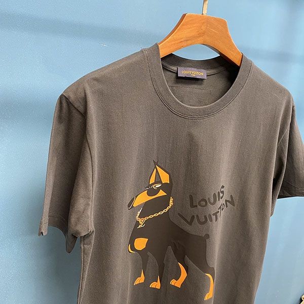 大人気！ルイヴィトン 半袖 偽物 コットン ロゴ Tシャツ vug87052高い品質