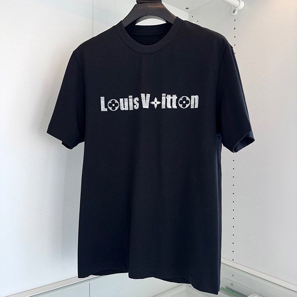 ルイヴィトン プリント コピー Tシャツ 黒 vuh91848通販