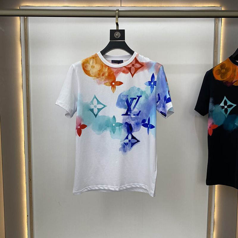 累積売上総額第１位！ルイヴィトン Tシャツ パロディ ウォーターカラーモノグラム☆ロゴ vuj07076高い品質