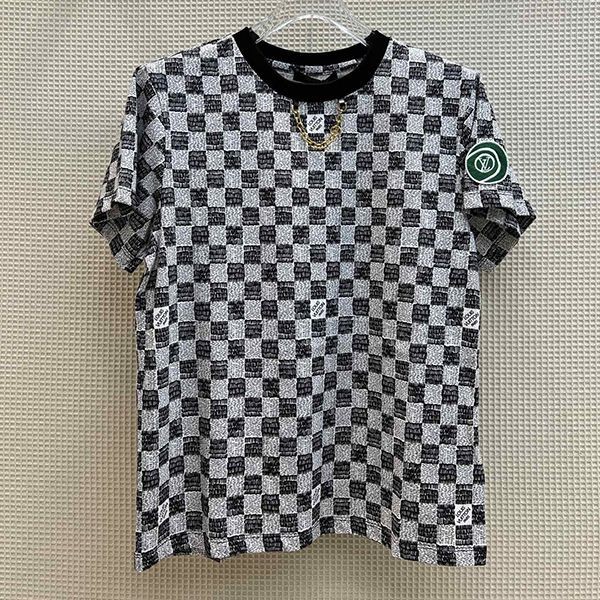 完売必至​ルイヴィトン Tシャツ パロディ Demier 半袖 ピクセル チェッカーボード vuo45783通販