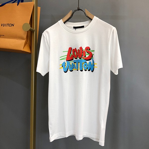 【新作☆】 ルイヴィトン Tシャツ パロディ フロウティングLVプリンテッド 2色 vuw59796通販
