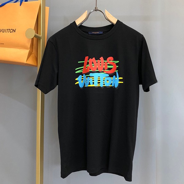 【新作☆】 ルイヴィトン Tシャツ パロディ フロウティングLVプリンテッド 2色 vuw59796最高級
