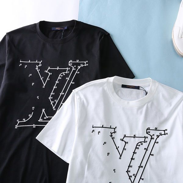 争奪戦ルイヴィトン コピー LVステッチプリント&刺しゅうTシャツ 2色 vuz90956高い品質