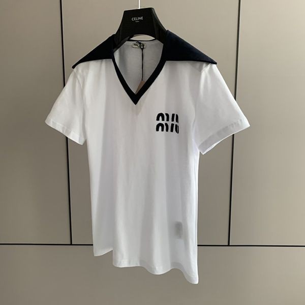 送料無料 ミュウミュウ 刺繍ロゴ付き コットン Tシャツ コピー myb57966激安送料無料