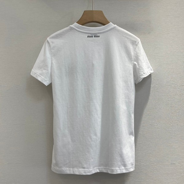 世界中で大人気♪ミュウミュウ ロゴ クリスタル キラキラ Tシャツ 半袖 コピー myi35470通販
