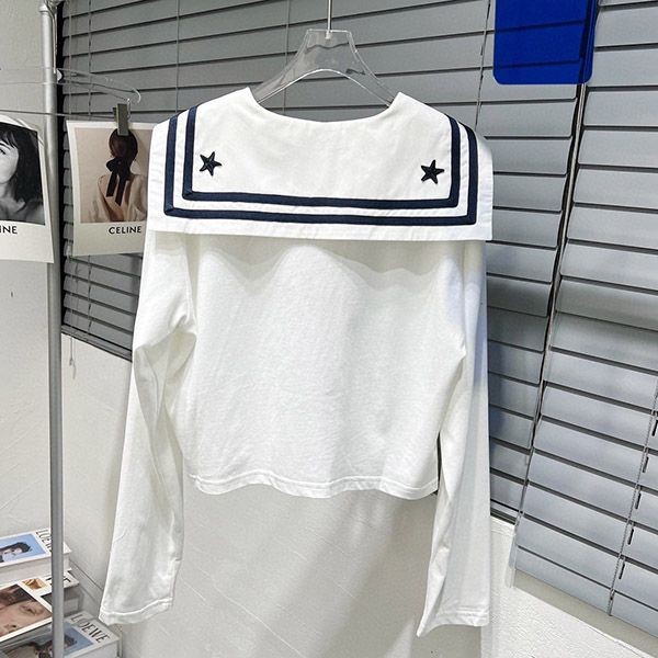 ミュウミュウ 刺繍ロゴ セーラー襟 クロップド 偽物 myw91174通販