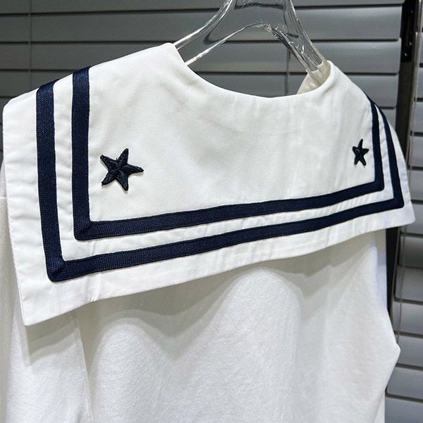ミュウミュウ 刺繍ロゴ セーラー襟 クロップド 偽物 myw91174最高級