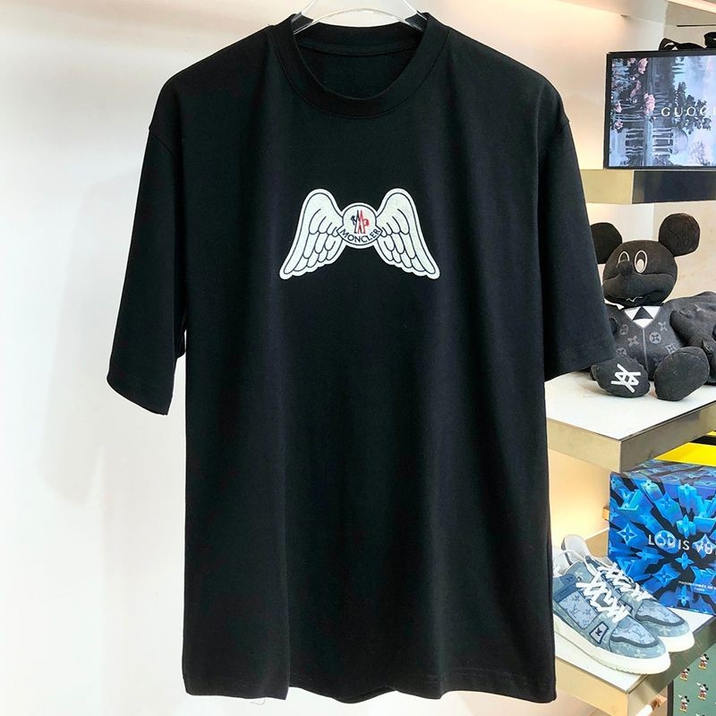☆超人気☆22SS◆モンクレール◆ブラック ロゴ コットン Tシャツ パロディ mog41867高い品質