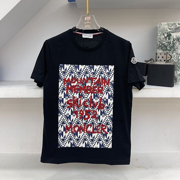 n級 おすすめモンクレール 偽物 ロゴ コットン クルーネック Tシャツ 2色 mos89559激安送料無料