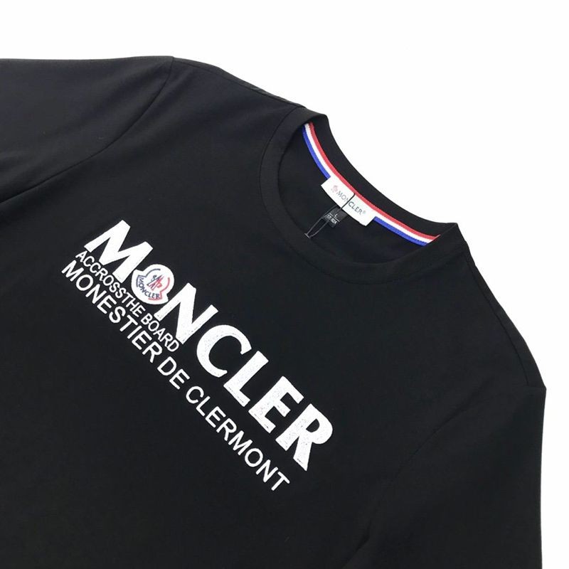 《大人気》◆モンクレール◆ブラック ロゴ コットン Tシャツ スーパーコピー mov62568激安送料無料