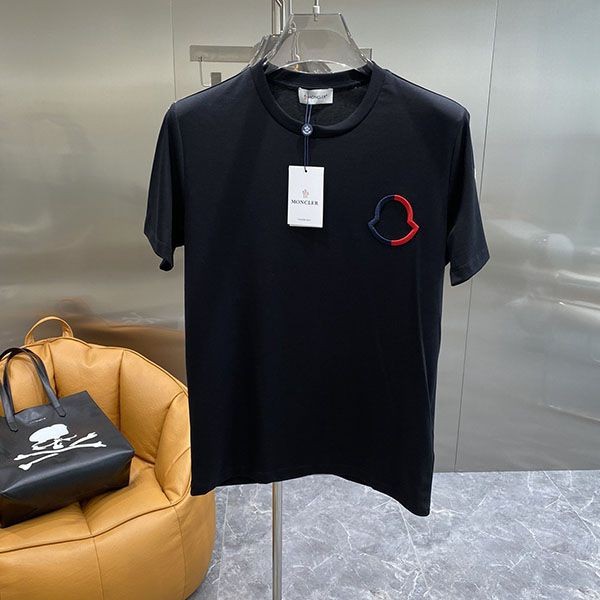 追跡付き 安いモンクレール 偽物 ロゴ コットン クルーネック Tシャツ 2色 moy51008通販