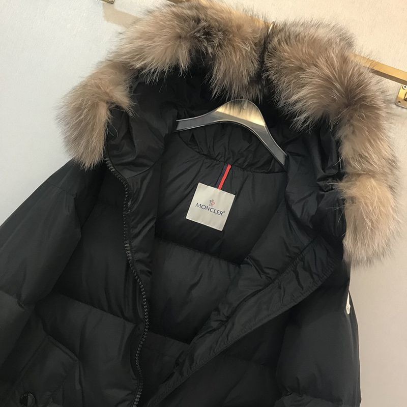 希少色モンクレール ロングダウン 偽物 ブラック moy96758N級品