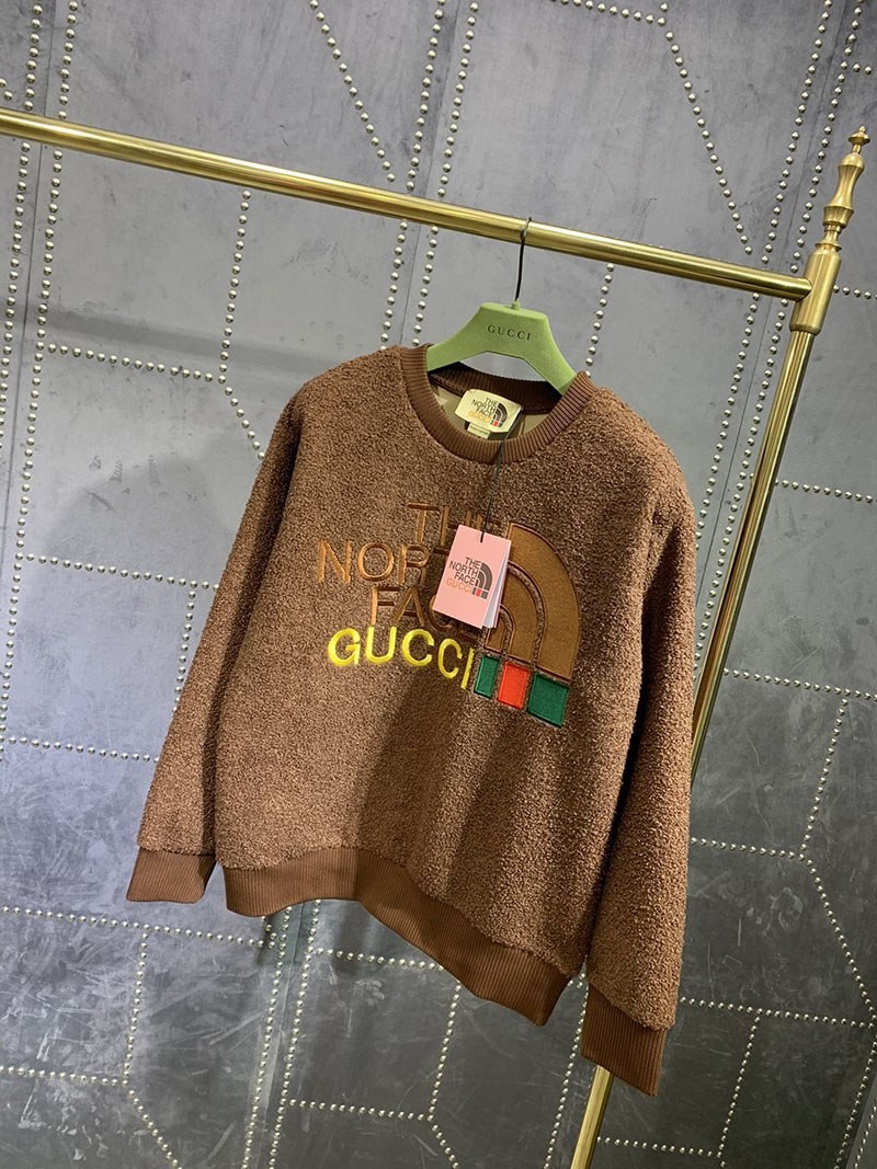 大人気！グッチ x ノースフェイス コピー ★ロゴフェイクファースエット プルオーバー Nod66918通販