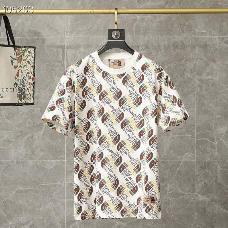 ☆超人気☆ グッチ x ノースフェイス 偽物 コラボ シルクtシャツ Nov20244
