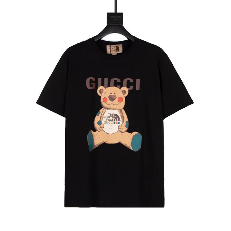 送料込 グッチ×ノースフェイス テディベア 偽物 コラボ★スペシャルロゴTシャツ Nov74493