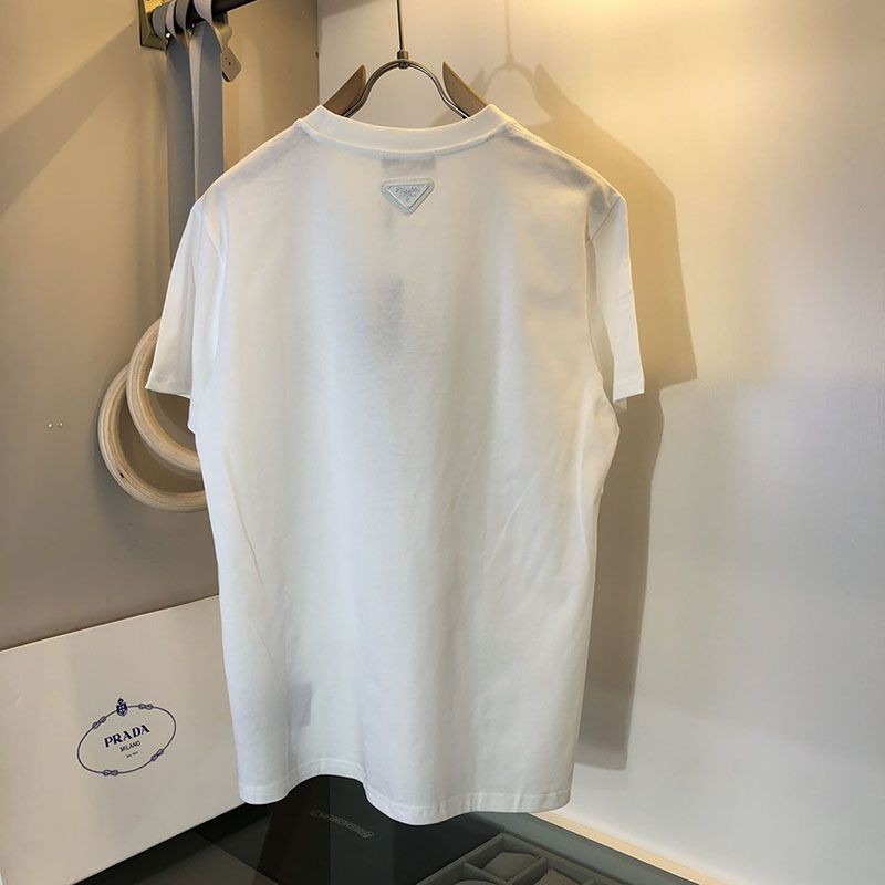 春夏新作プラダ ロゴ コットンTシャツ スーパーコピー pub25537通販