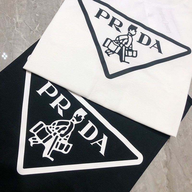 稀少プラダ ロゴ コットンTシャツ 偽物 2色 pus93005品質保証