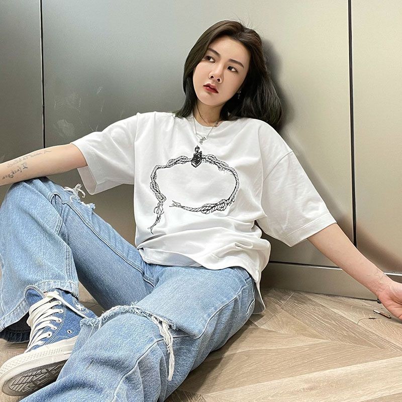 希少色プラダ プリントコットンTシャツ コピー 2色 puu55816高い品質
