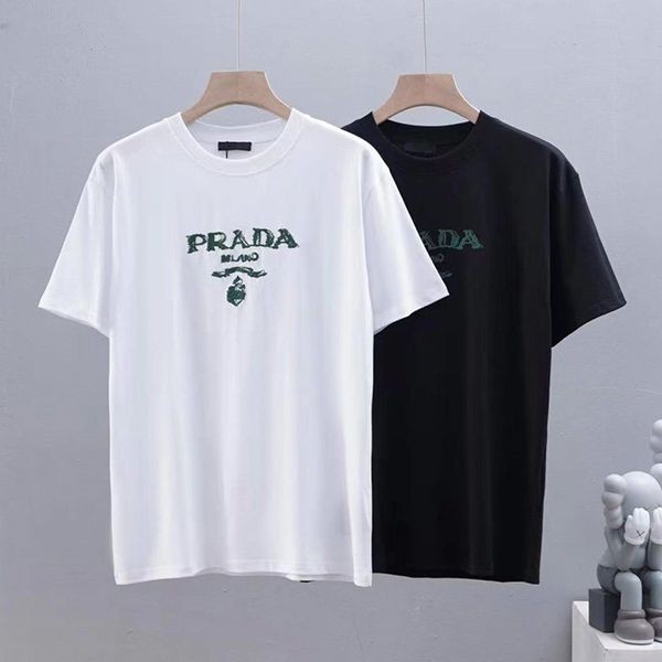 すぐ届プラダ シンプル 刺繍ロゴ コットン Ｔシャツ コピー 2色 puu61170