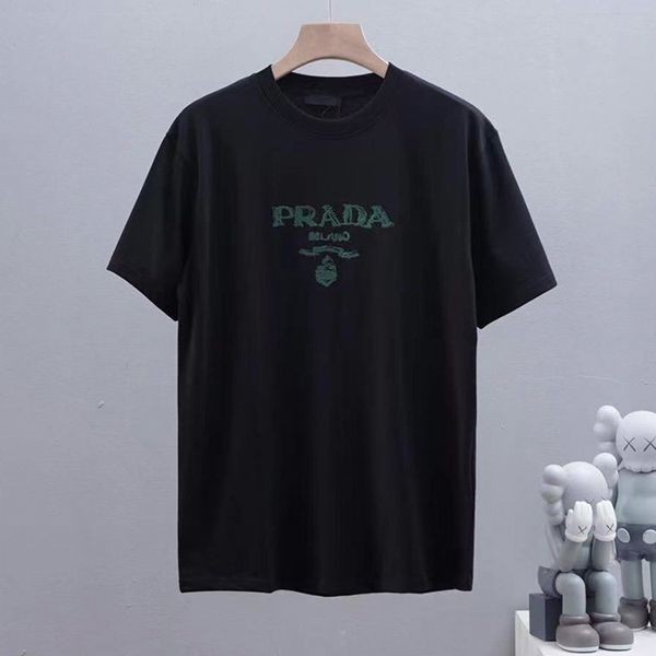 すぐ届プラダ シンプル 刺繍ロゴ コットン Ｔシャツ コピー 2色 puu61170最高級