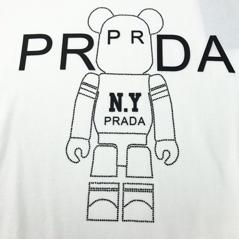 累積売上総額第１位！プラダ ロゴ コットンTシャツ コピー ホワイト puv92030高い品質