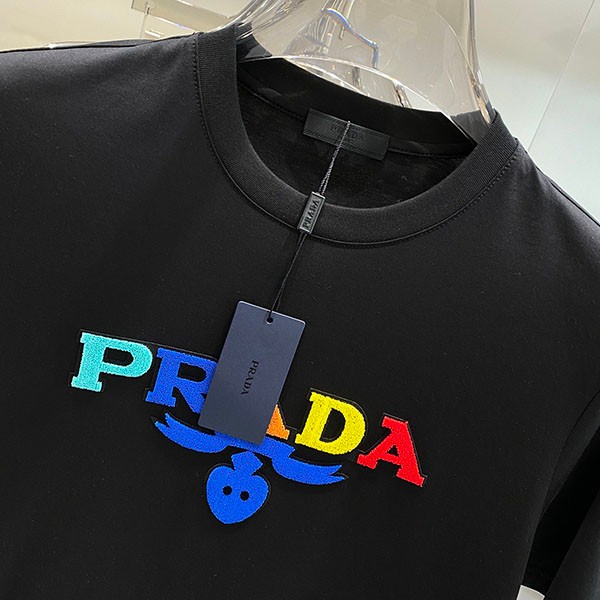 プラダ ロゴ刺繍 Tシャツ 偽物 puv93066激安送料無料