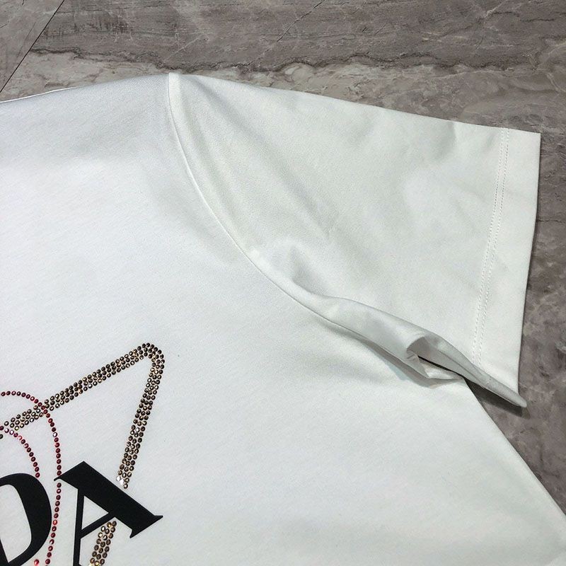 春夏新作プラダ ロゴ コットンTシャツ コピー 2色 puw68086人気