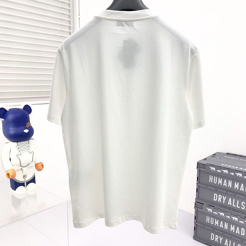 セール新作プラダ コピー コントラストトライアングル ロゴ コットンTシャツ ホワイト pux55313通販