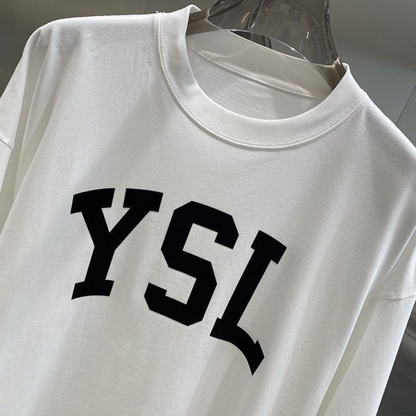 おすすめサンローラン コピー コットンロゴ入りTシャツ ホワイト 672370Y36JG9766通販