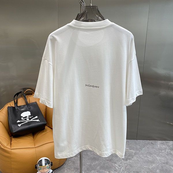 おすすめサンローラン コピー コットンロゴ入りTシャツ ホワイト 672370Y36JG9766高い品質