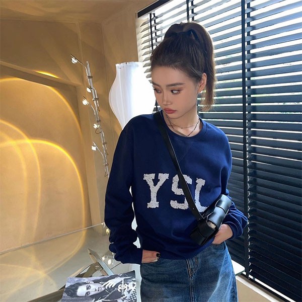 ☆超人気☆サンローラン トレーナー コピー YSL スウェットシャツ ブルー Sab58325激安送料無料