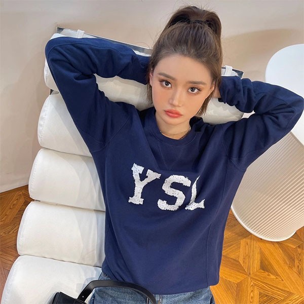 ☆超人気☆サンローラン トレーナー コピー YSL スウェットシャツ ブルー Sab58325高い品質