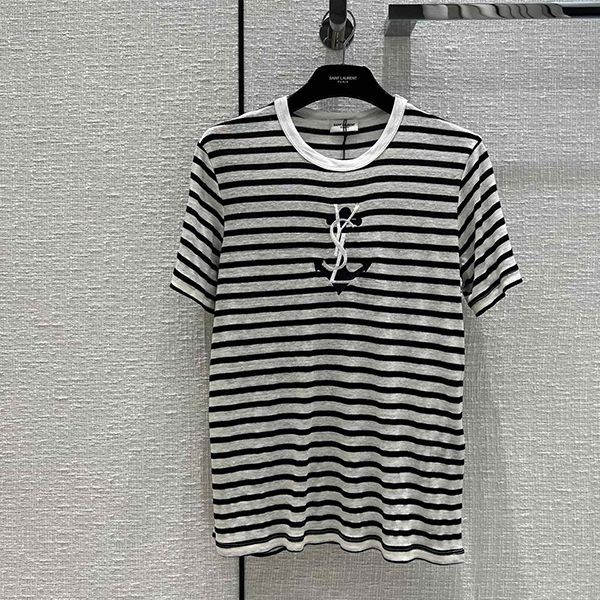 日本未入荷サンローラン★ ストライプ柄コットンTシャツ 偽物 Sai21089人気