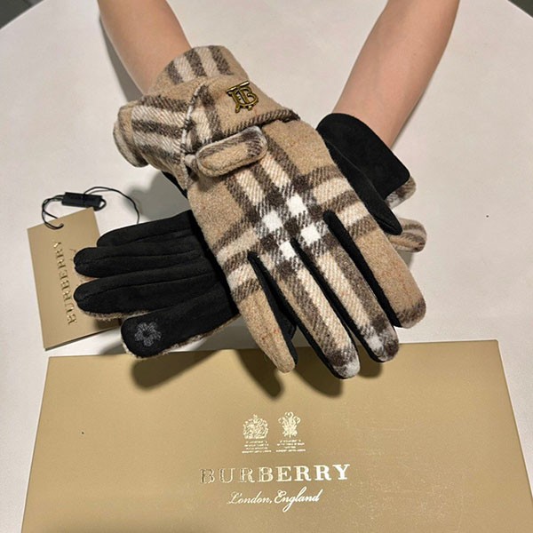 完売必至 バーバリー チェックウール＆カシミア グローブ 偽物 Bap96820代引きを販売
