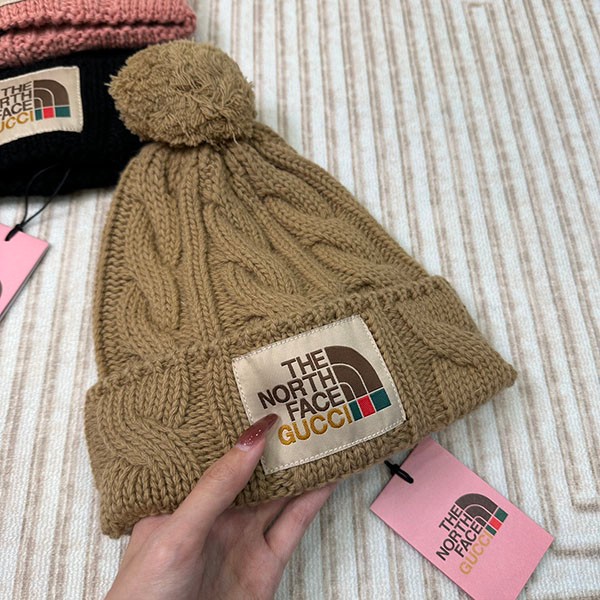 稀少 グッチxノースフェイス ロゴ ニット帽 コピー ビーニー ニットキャップ guh44079高い品質