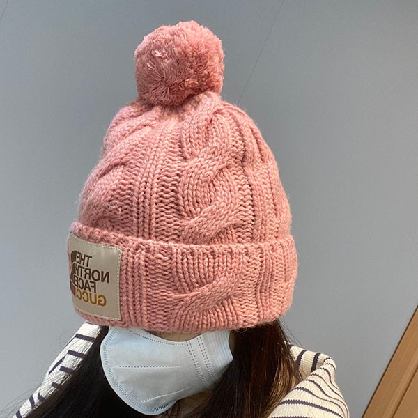 稀少 グッチxノースフェイス ロゴ ニット帽 コピー ビーニー ニットキャップ guh44079
