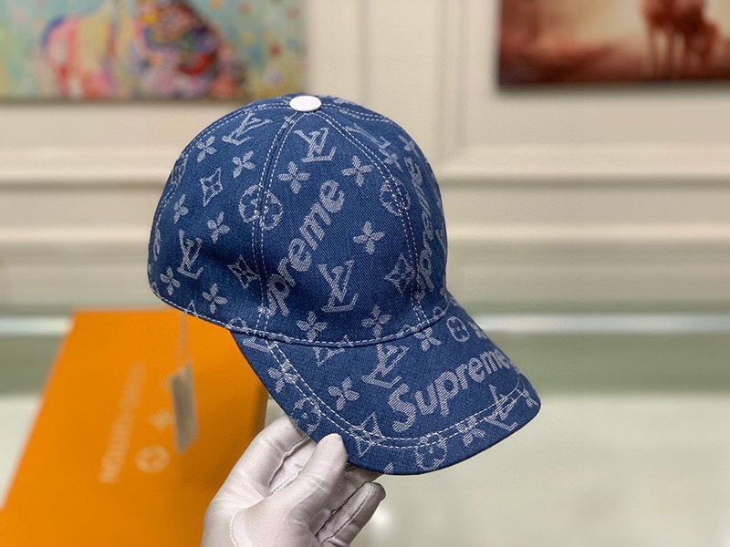 希少色シュプリーム ヴィトン キャップ コピー Perforated Camp Cap navy 2色 vub13408人気
