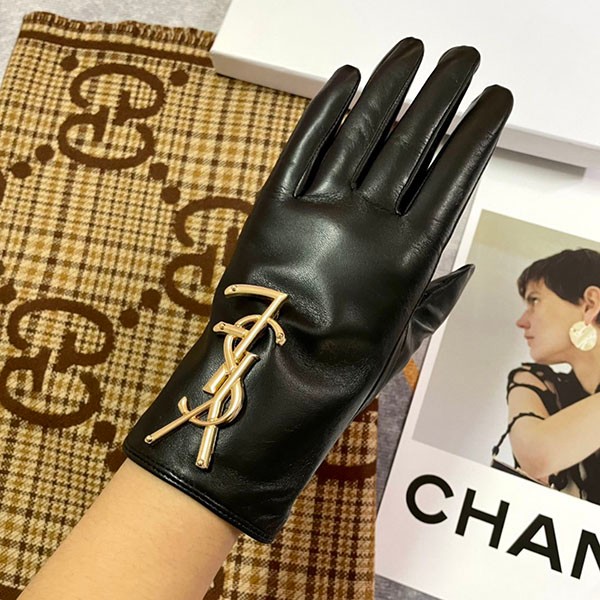 サンローラン ロゴ ブラック レザー手袋 コピー Saz32857人気