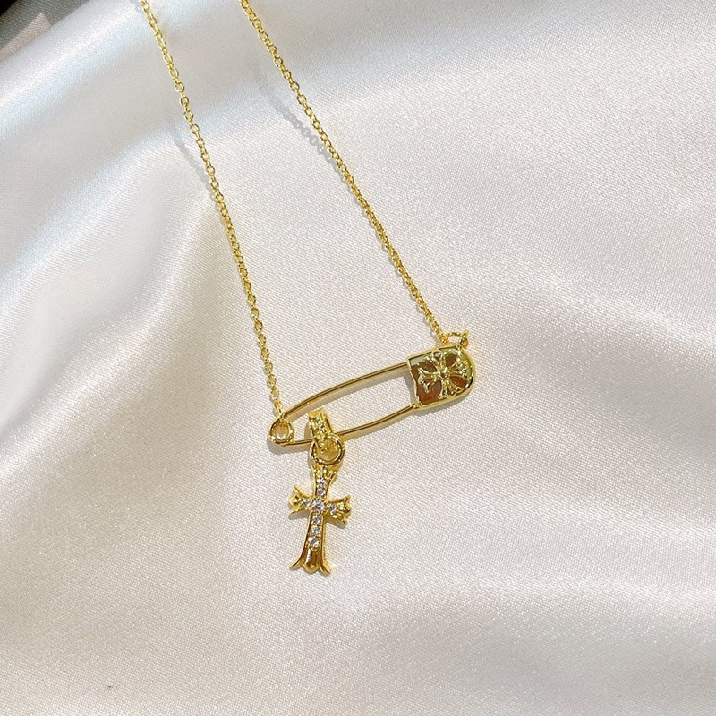 【限定カラー】【クロムハーツ ネックレス 偽物】CHクロス 22K セーフティピン ゴールド Kub13317高い品質