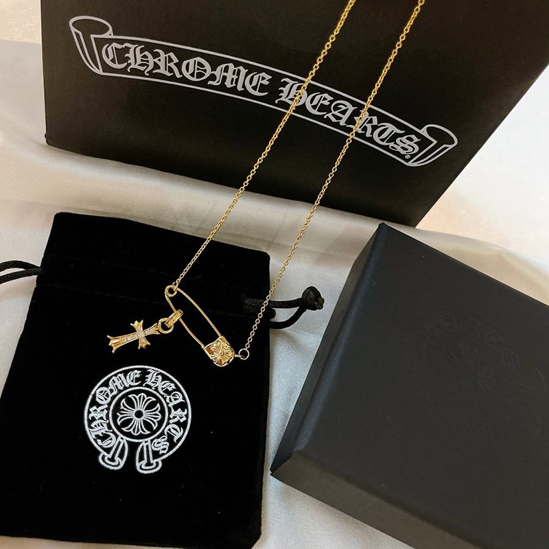 【限定カラー】【クロムハーツ ネックレス 偽物】CHクロス 22K セーフティピン ゴールド Kub13317最高級