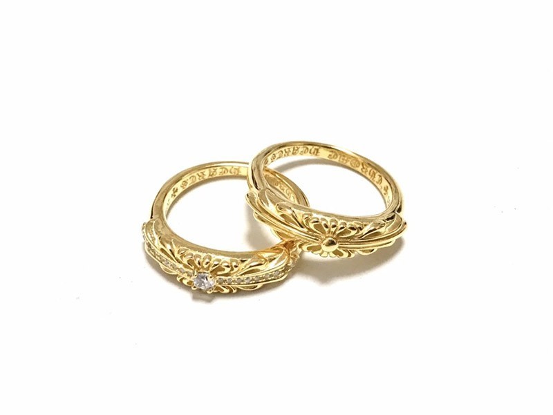 定番クロムハーツ フローラル 22kGold ダイアモンド ゴールド リング コピー 偽物 Kue61439通販