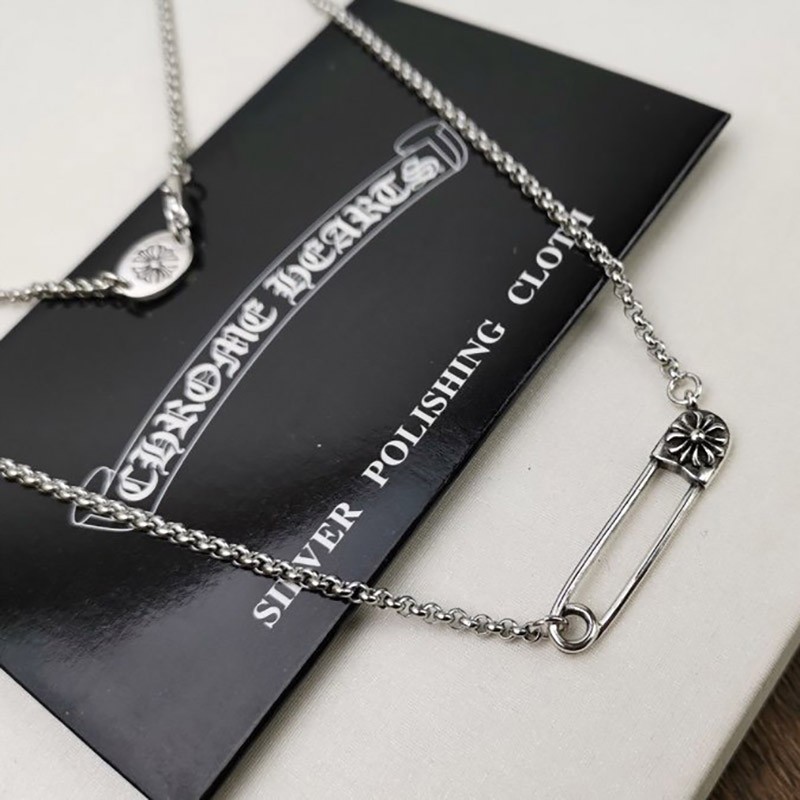 《大人気》クロムハーツ 安全ピン ネックレス 偽物 CH プラス Safety Pin 41cm Kur96573最高級