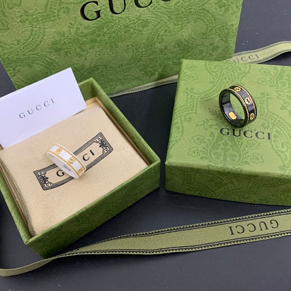 グッチ コピー インターロッキングG ジルコニア 18K リング 2色 gue63559N級品