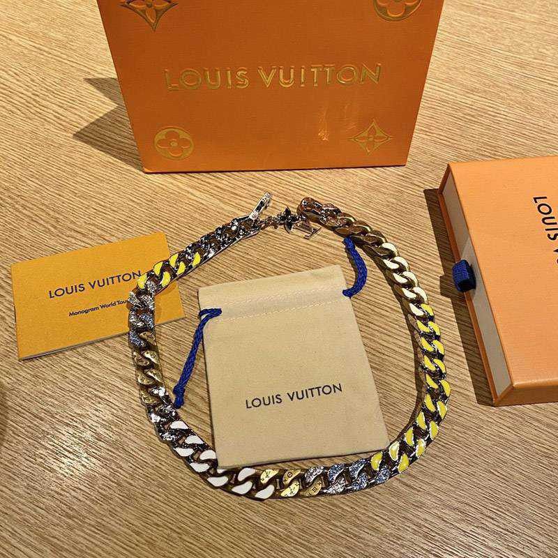 希少色ルイヴィトン コリエ・チェーンリンクス 偽物 パッチーズ ストラス ネックレス vub40147高い品質