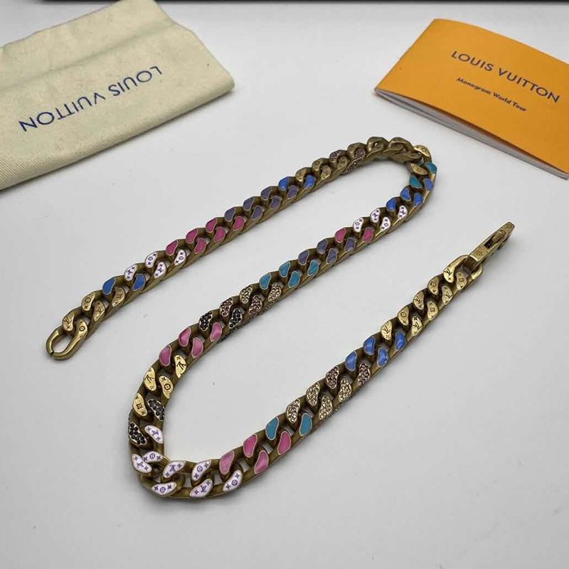 完売必至ルイヴィトン 偽物 コリエ・チェーンリンクス パッチーズ ストラス ネックレス vuf50285