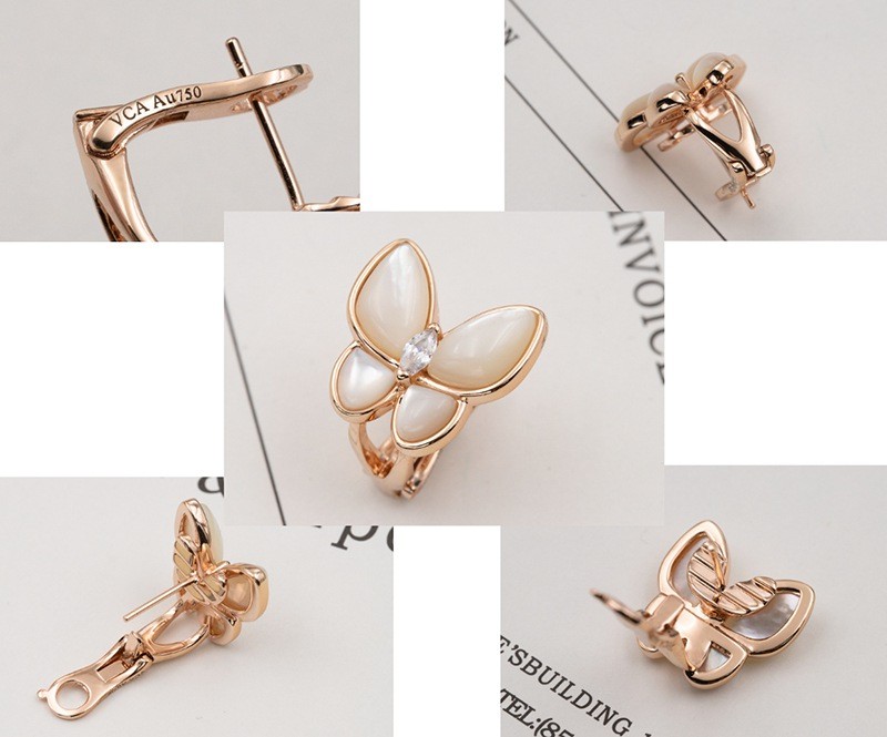 欲しい♡超限定♪【ヴァンクリーフ&アーペル】ドゥ パピヨン ピアス 偽物 蝶 ローズゴールド VCARO8FN00激安送料無料